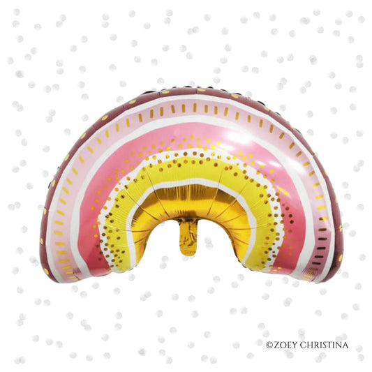 Boho Rainbow Foil Balloon – 24" Pastel Rainbow Baby Shower & Birthday Decor