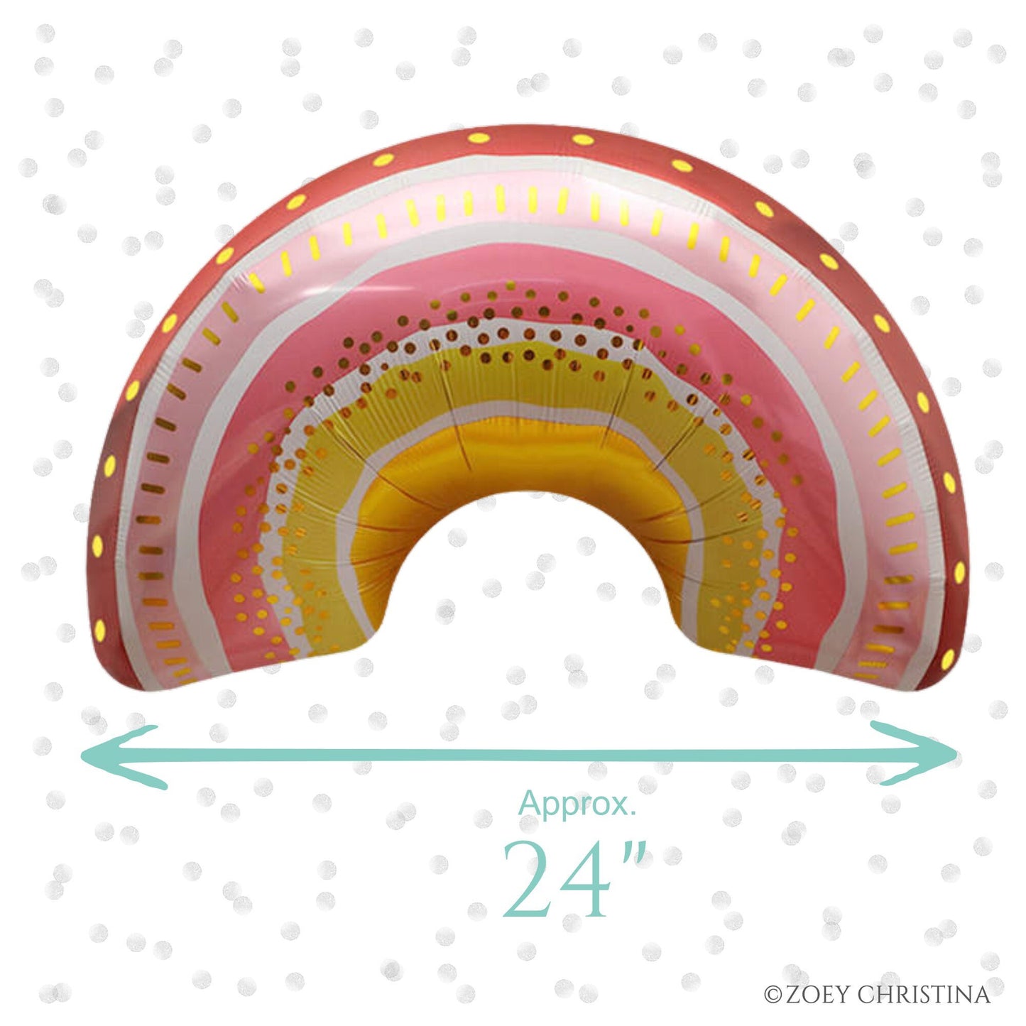 Boho Rainbow Foil Balloon – 24" Pastel Rainbow Baby Shower & Birthday Decor
