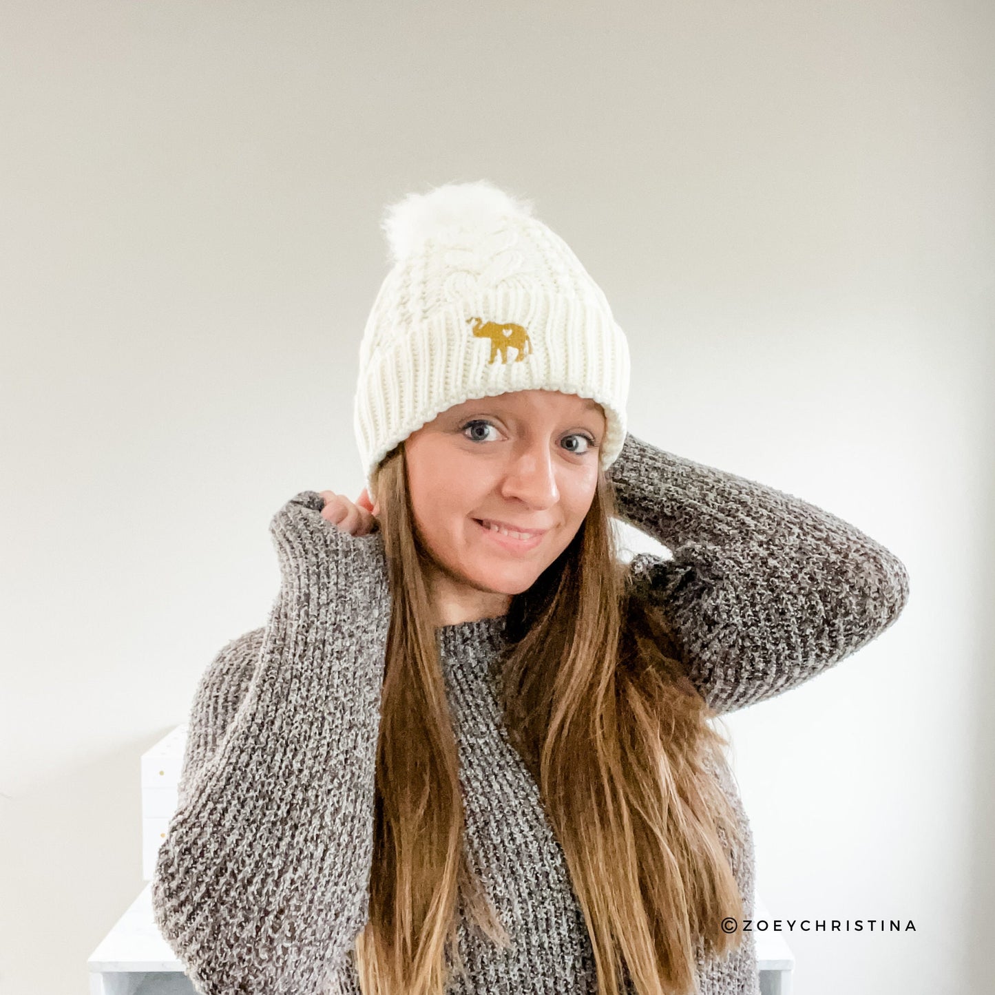 Embroidered Elephant Winter Hat – Cozy Beanie for Wildlife Enthusiasts & Elephant Fans