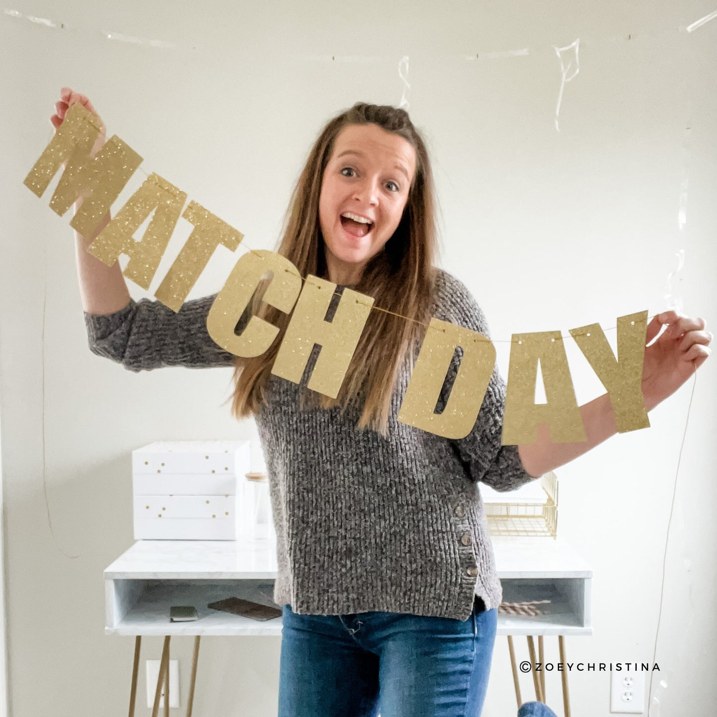 Residency Match Banner – Gold Glitter Medical Match Day Party Decoration