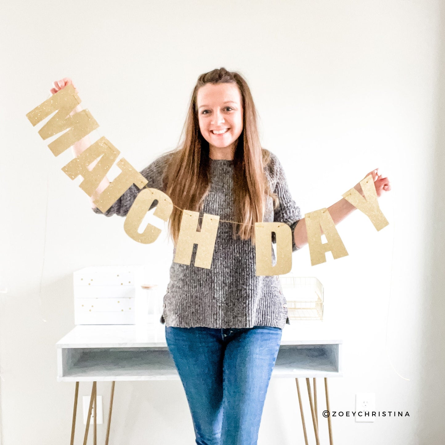 Residency Match Banner – Gold Glitter Medical Match Day Party Decoration