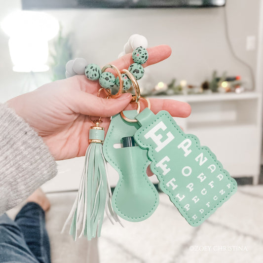 Optometry Wristlet Keychain – Mint Beaded Keychain with Snellen Chart