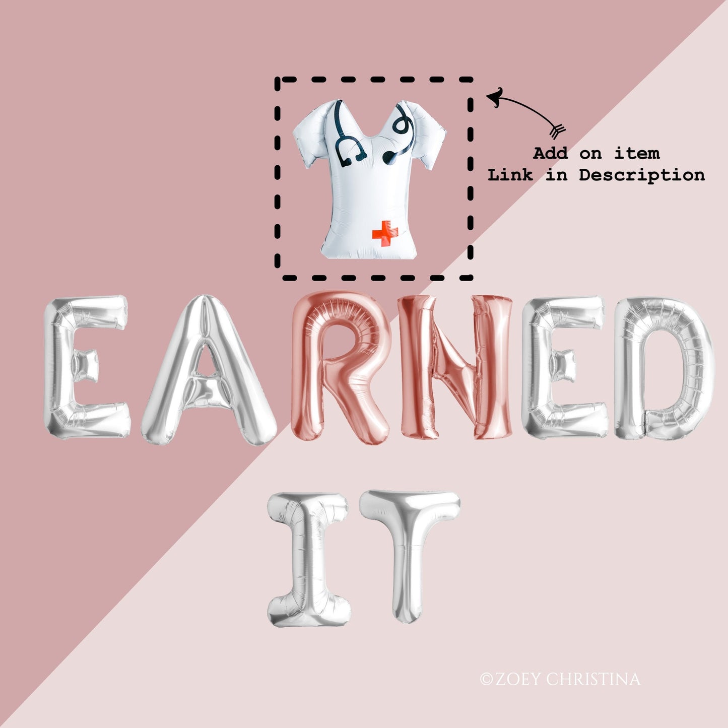 EARNED IT RN Foil Letter Balloons – Nurse Graduation & Medical Party Decor
