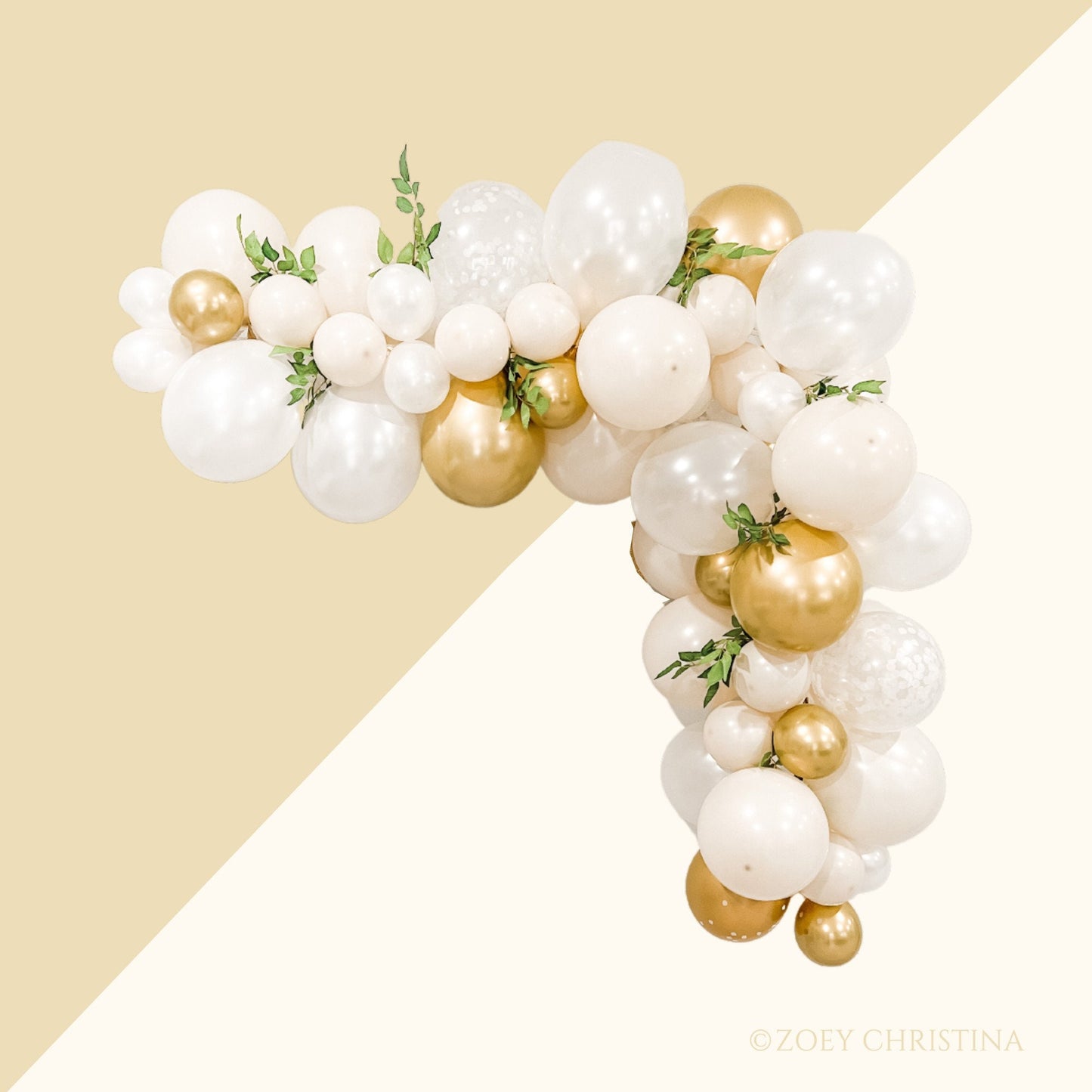 Neutral Luxe Balloon Arch – Gold & White Boho Wedding Decoration