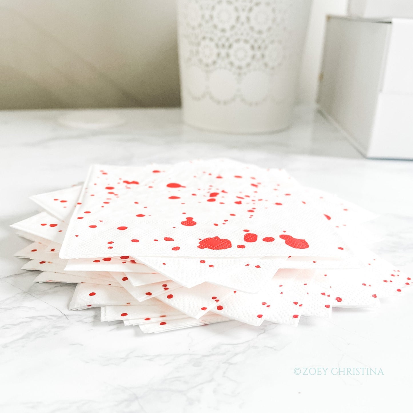 Blood Splatter Drink Napkins – 20 Pack for Halloween & Horror Parties