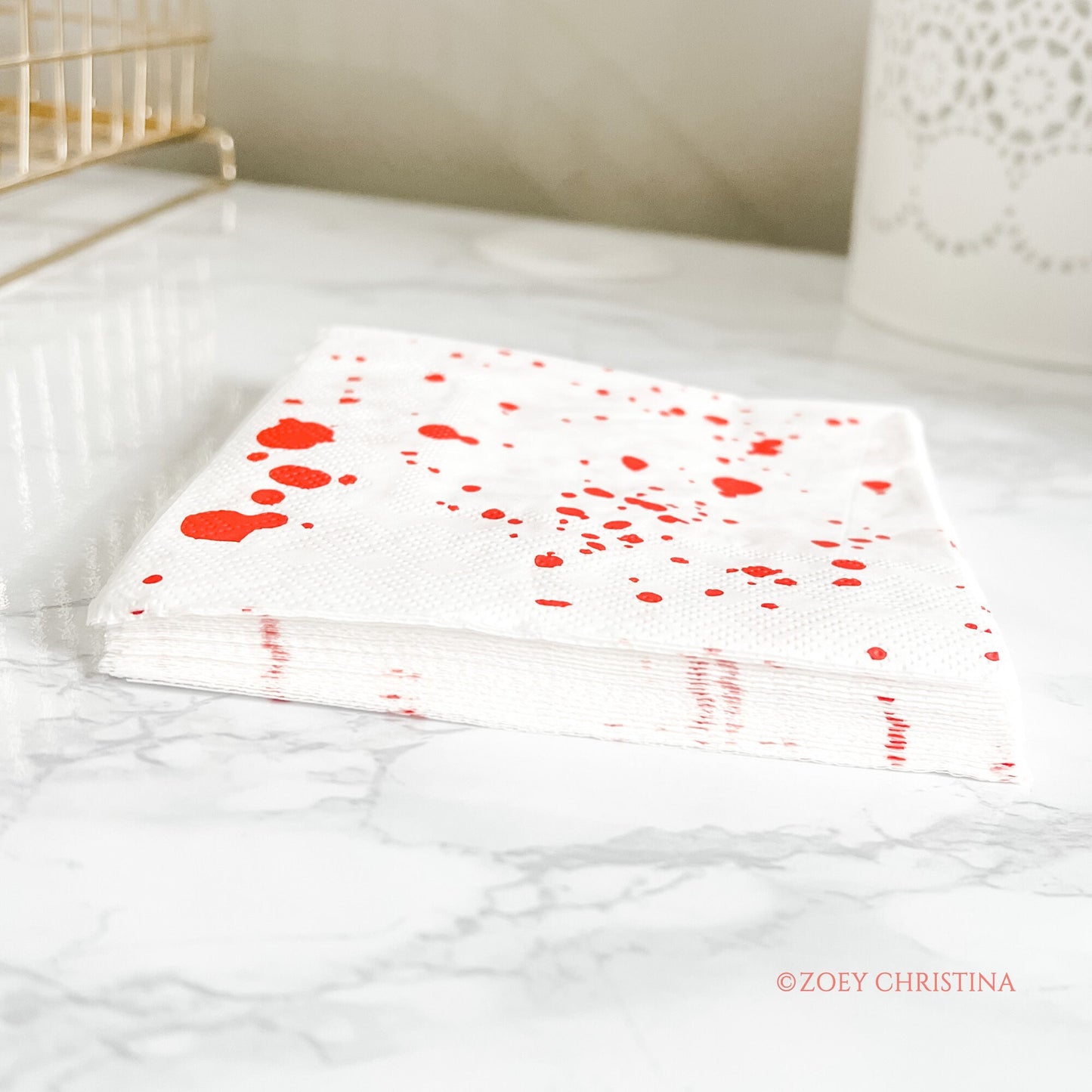 Blood Splatter Drink Napkins – 20 Pack for Halloween & Horror Parties