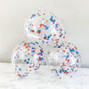4th of July Confetti Balloons – Red, White & Silver Clear Latex Balloons