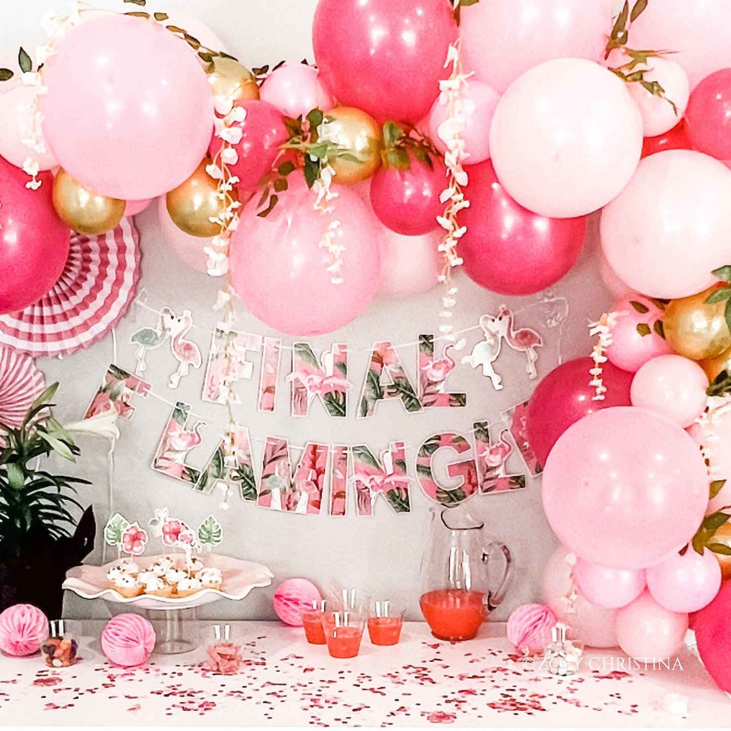Pink Paradise Balloon Garland Kit – Bright Pinks & Gold Tropical Party Decor