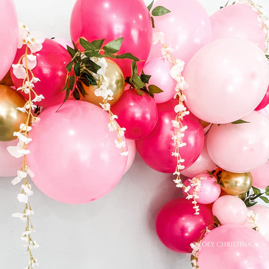 Pink Paradise Balloon Garland Kit – Bright Pinks & Gold Tropical Party Decor