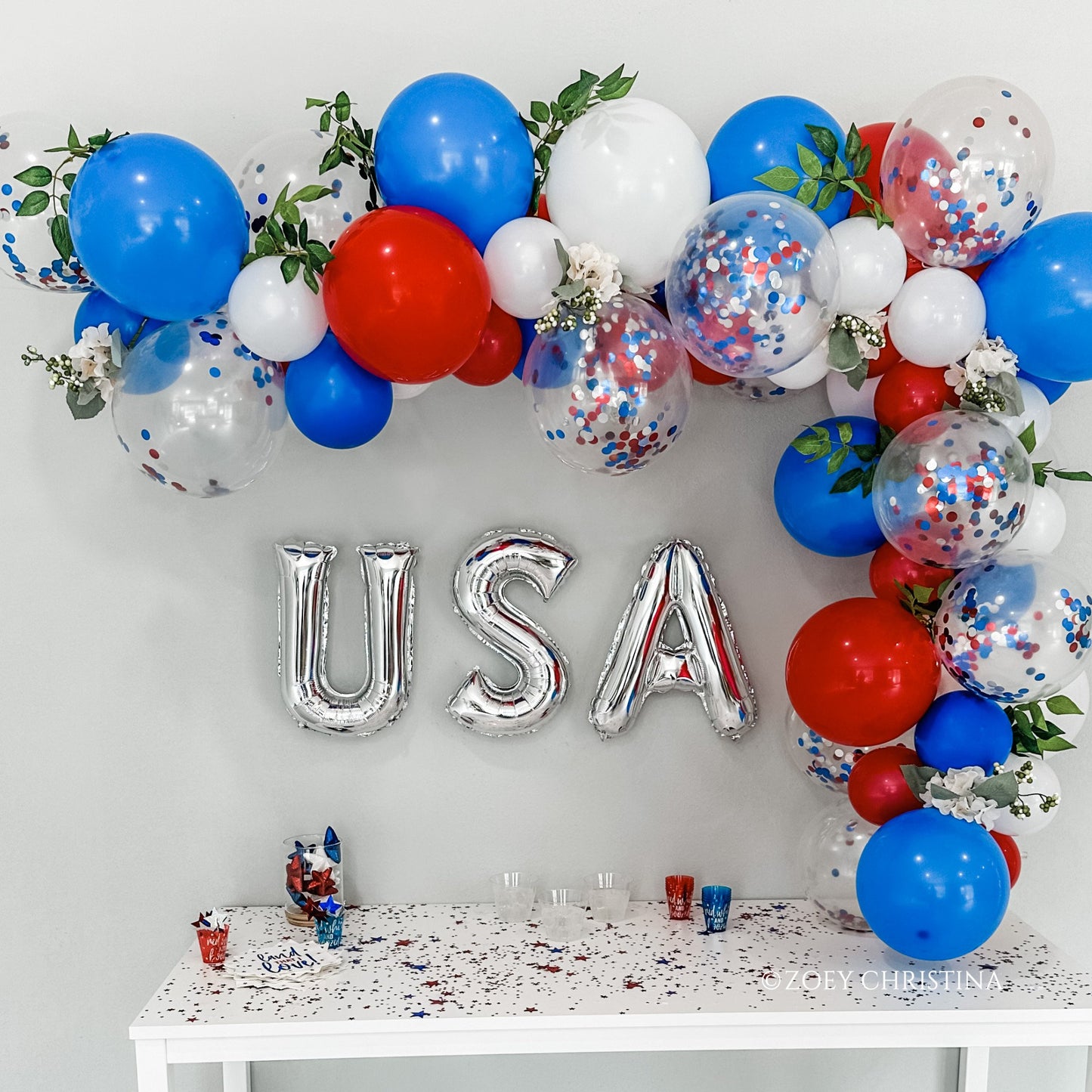 Red, White & Blue Balloon Garland Kit – Patriotic Party Decor with Confetti Balloons