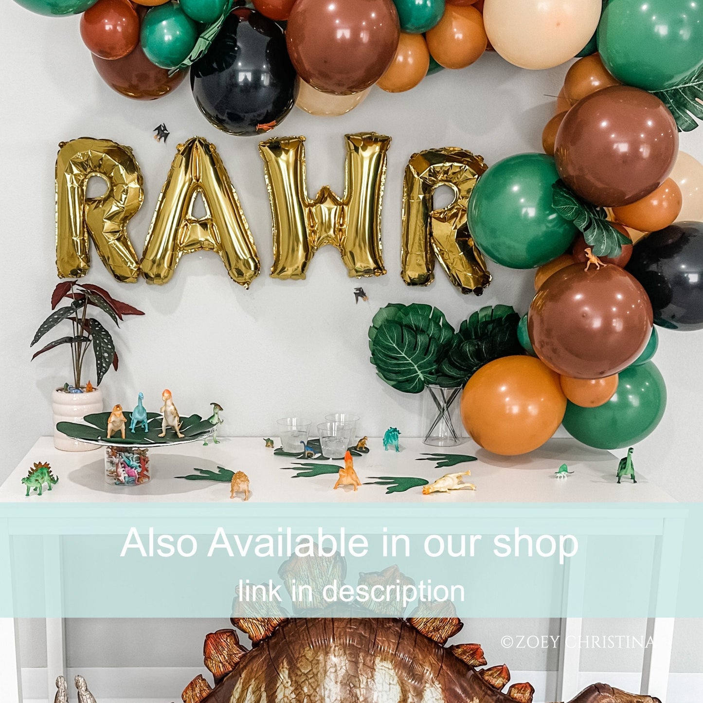 Four-a-Saurus" Foil Balloon Letter Kit – Dinosaur 4th Birthday Party Decor