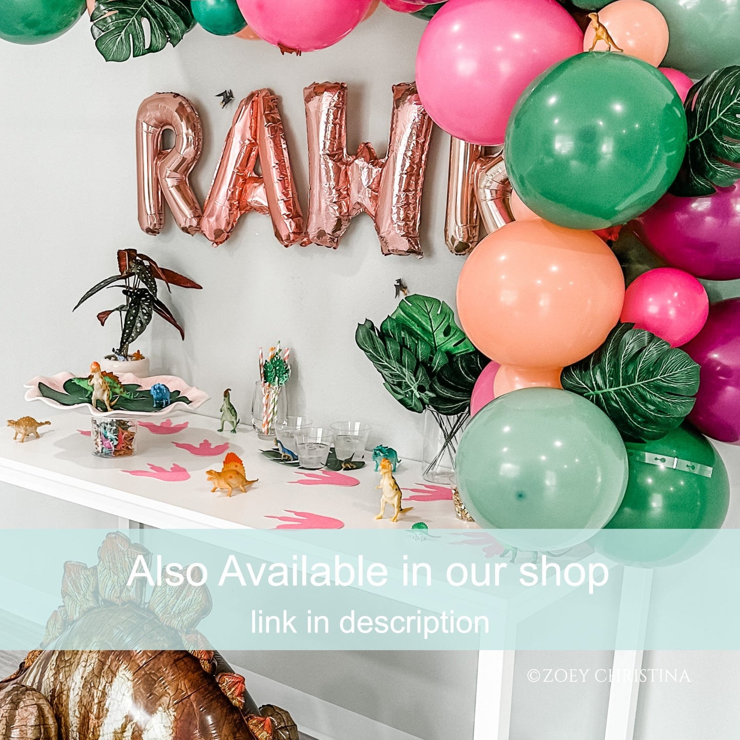 Four-a-Saurus" Foil Balloon Letter Kit – Dinosaur 4th Birthday Party Decor