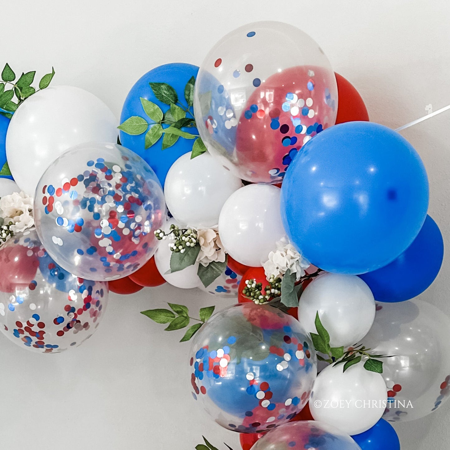 Red, White & Blue Balloon Garland Kit – Patriotic Party Decor with Confetti Balloons