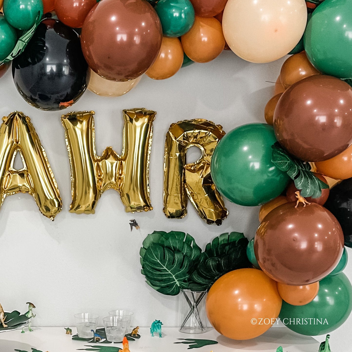 Raptor Rampage Dinosaur Balloon Garland Kit – Brown, Orange & Green Dino Party Decortor