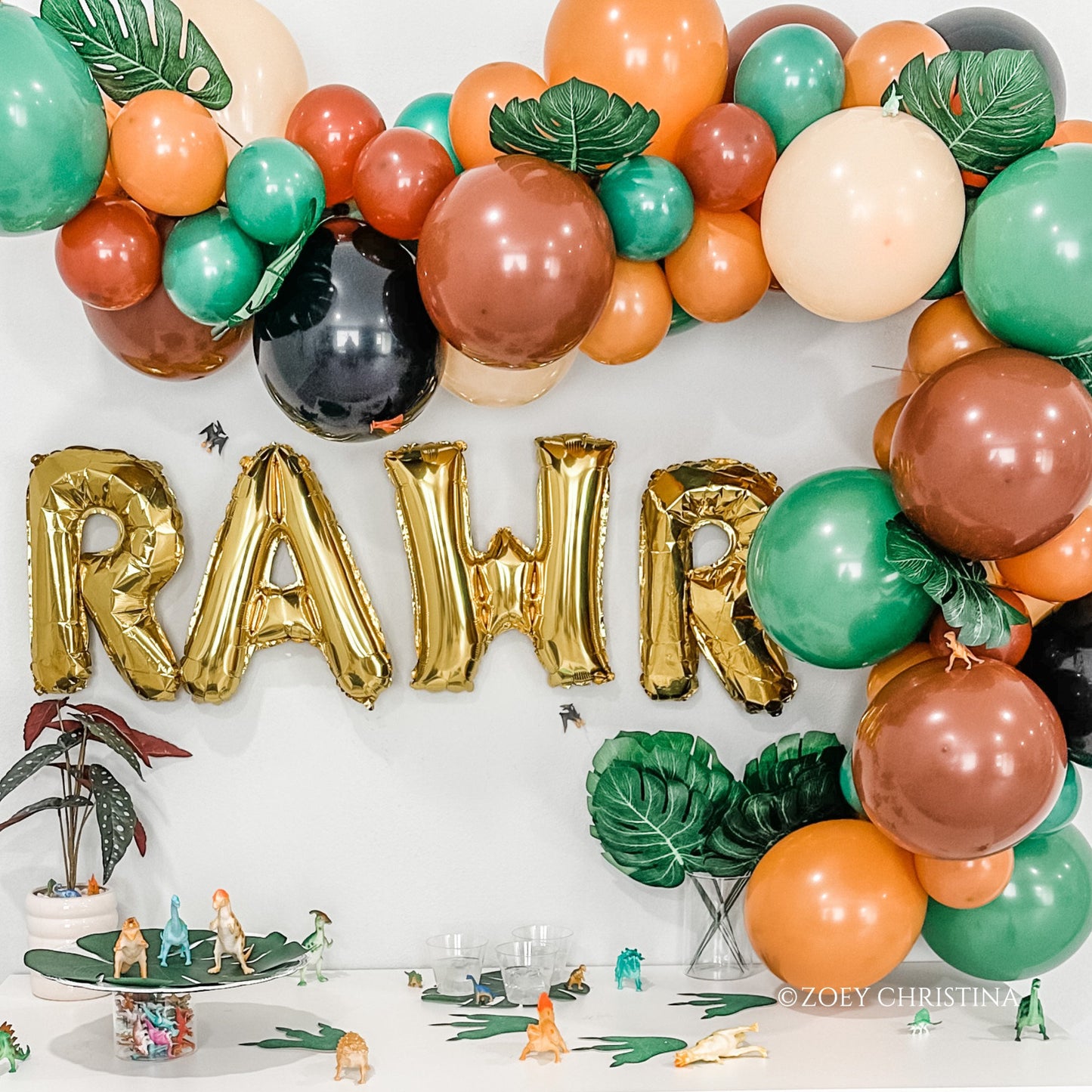 Raptor Rampage Dinosaur Balloon Garland Kit – Brown, Orange & Green Dino Party Decortor