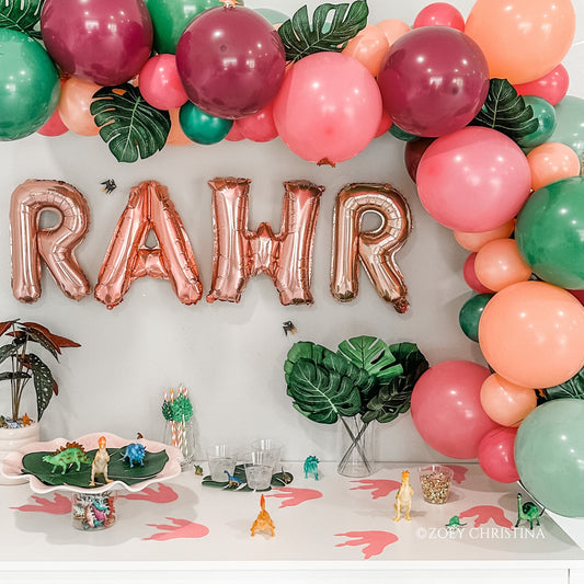 Girl Dino Party Balloon Arch – Pink & Green Balloon Kit for Birthdays & Baby Showers