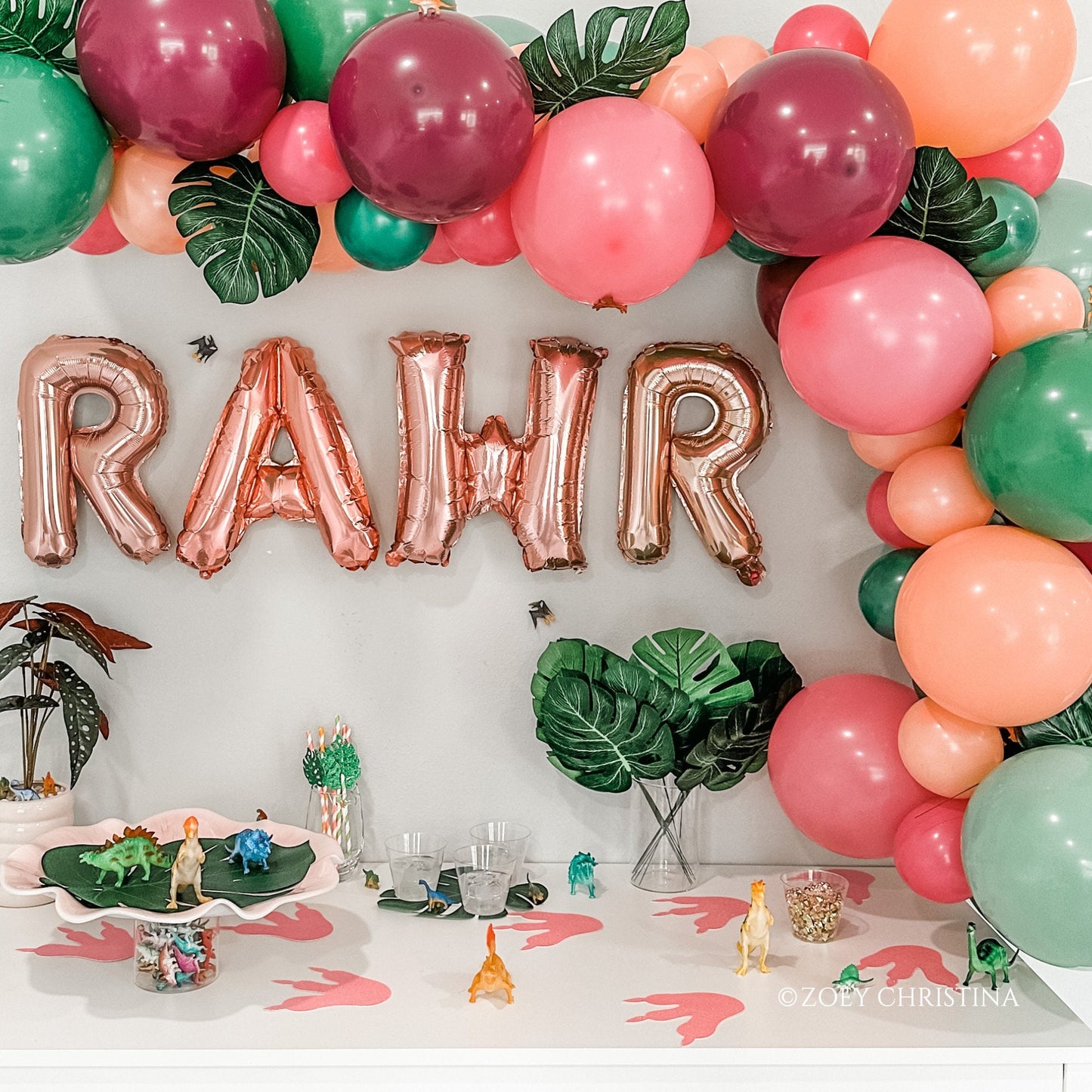 Girl Dino Party Balloon Arch – Pink & Green Balloon Kit for Birthdays & Baby Showers