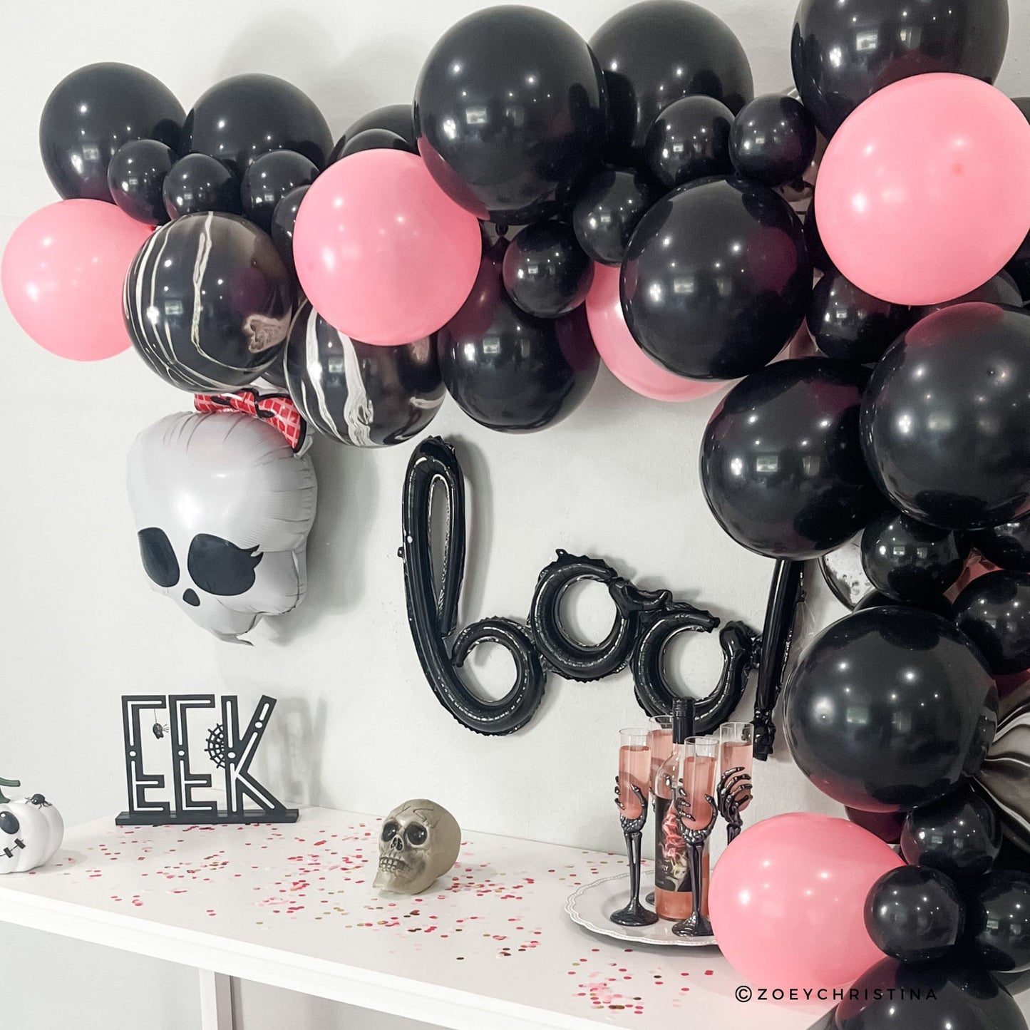 Pink & Black Balloon Garland Kit – Gothic Glam Party Decor for Birthdays & Bachelorettes