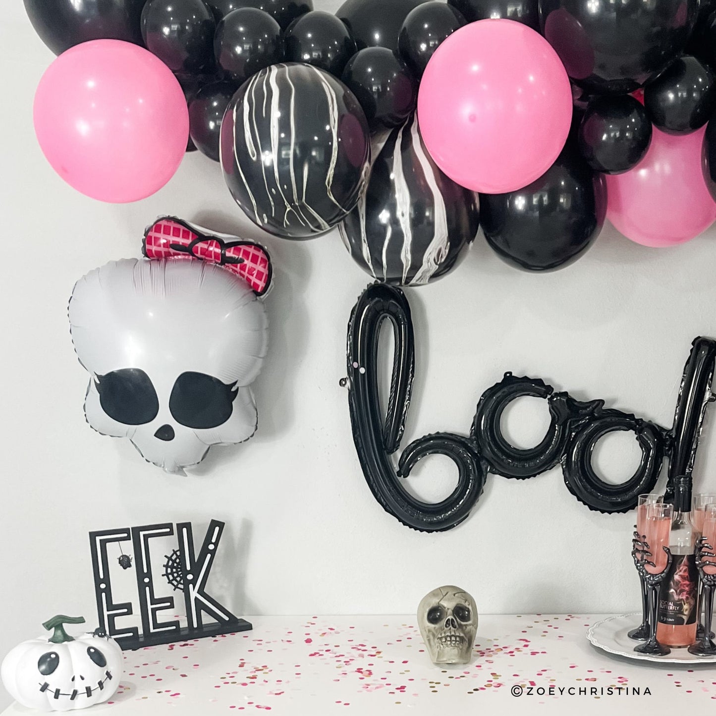 Pink & Black Balloon Garland Kit – Gothic Glam Party Decor for Birthdays & Bachelorettes
