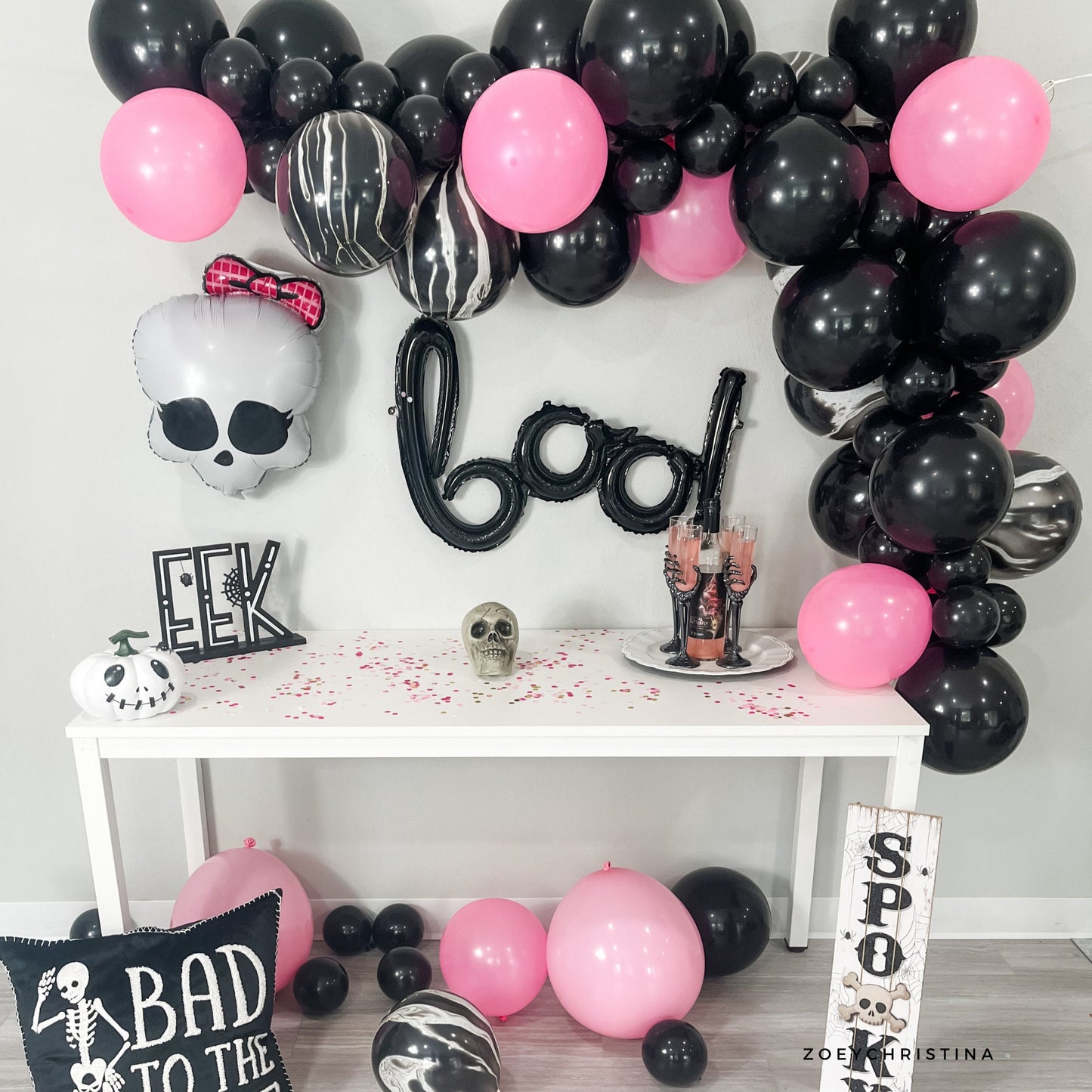 Pink & Black Balloon Garland Kit – Gothic Glam Party Decor for Birthdays & Bachelorettes