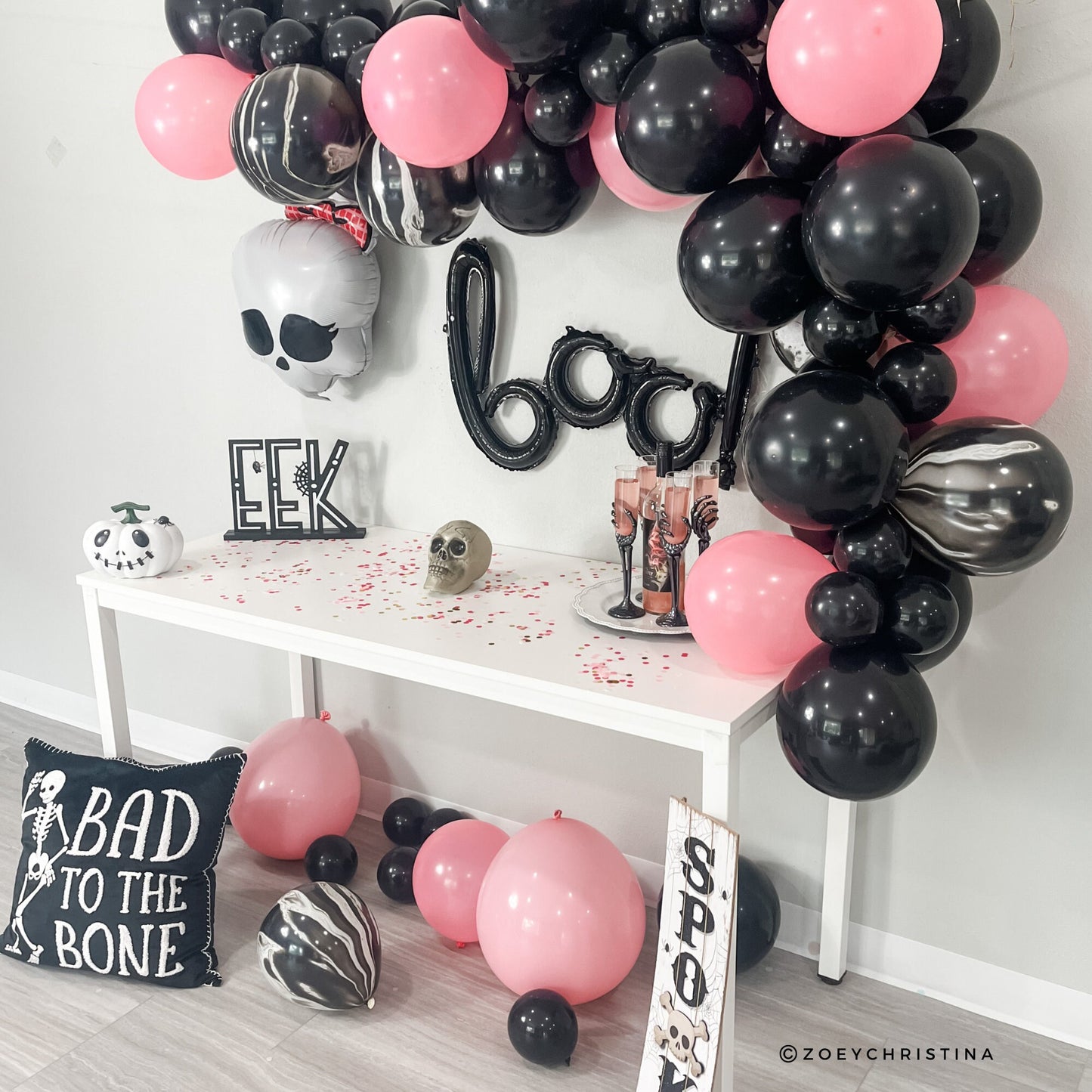Pink & Black Balloon Garland Kit – Gothic Glam Party Decor for Birthdays & Bachelorettes