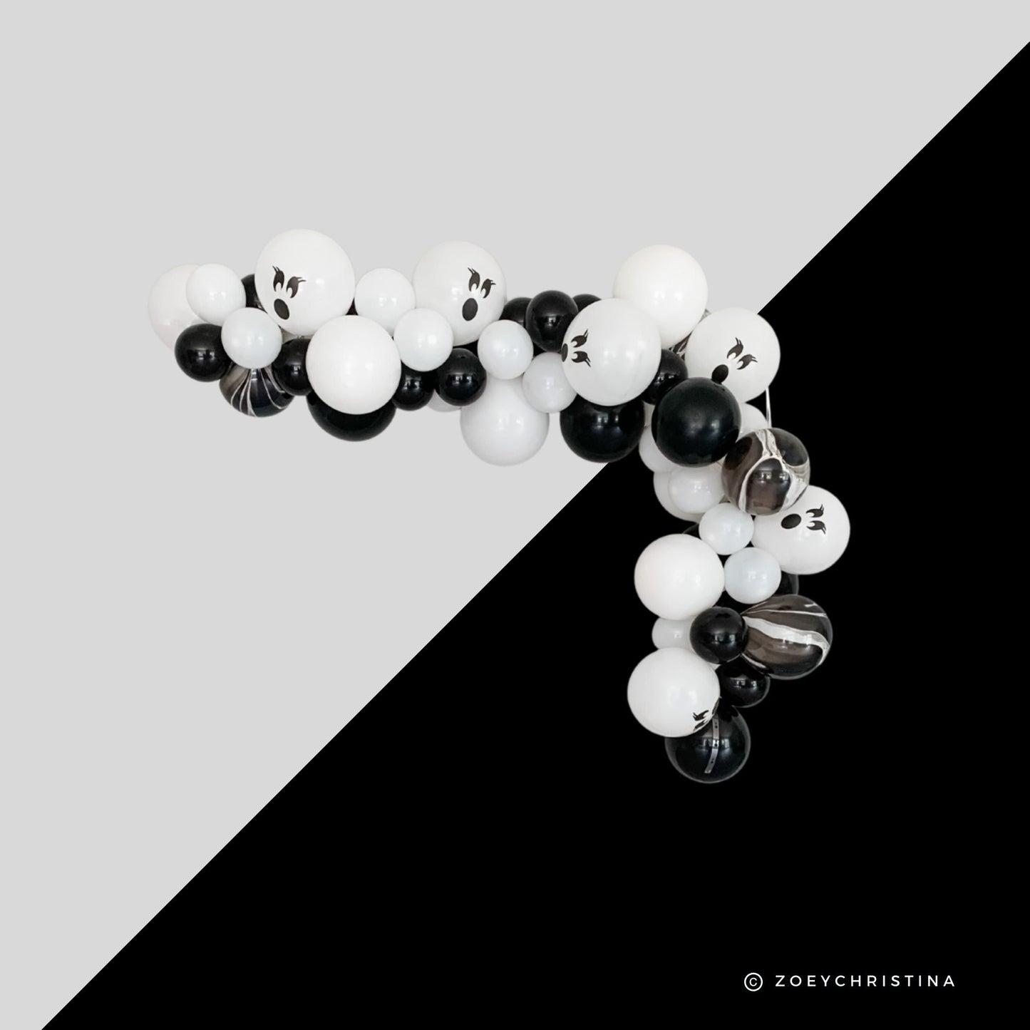 Ghost-Themed Balloon Arch – Spooky Halloween Decoration