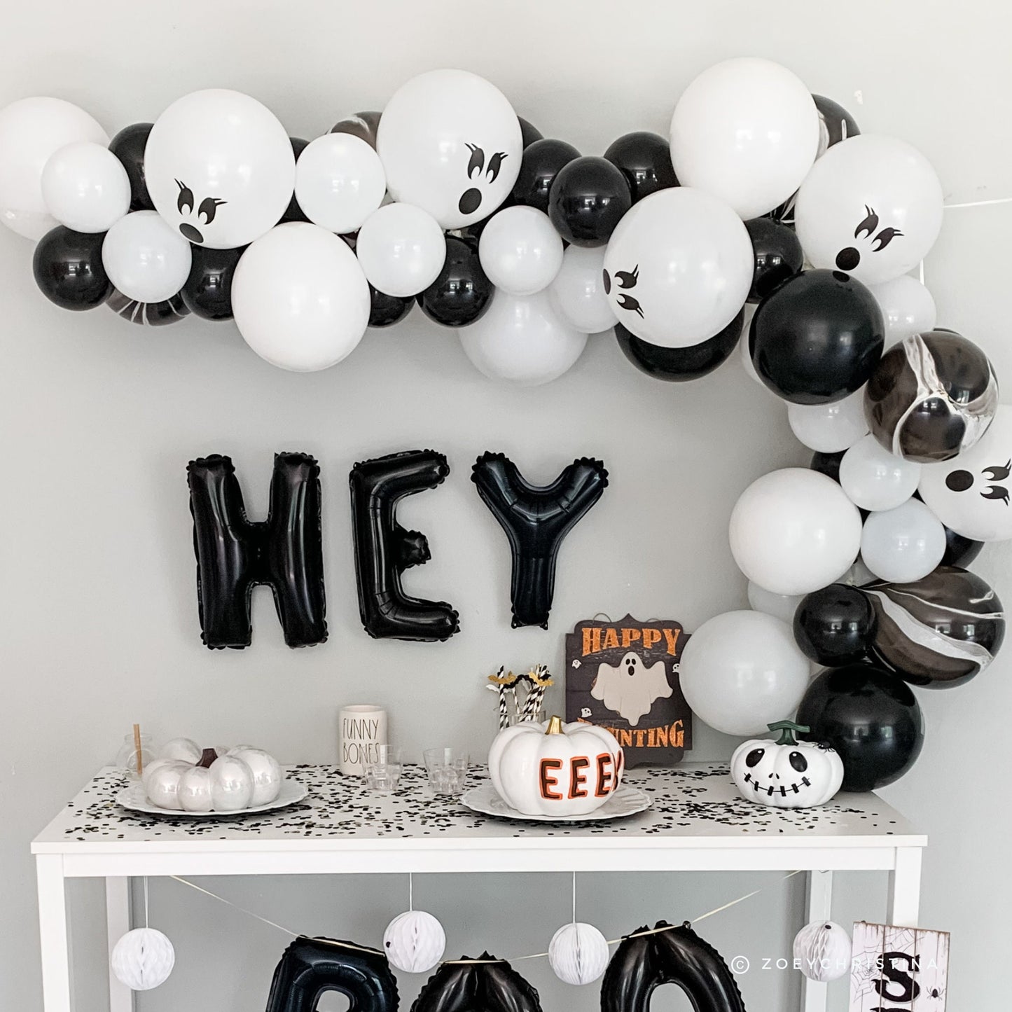 Ghost Face Halloween Balloons – White Latex Balloons