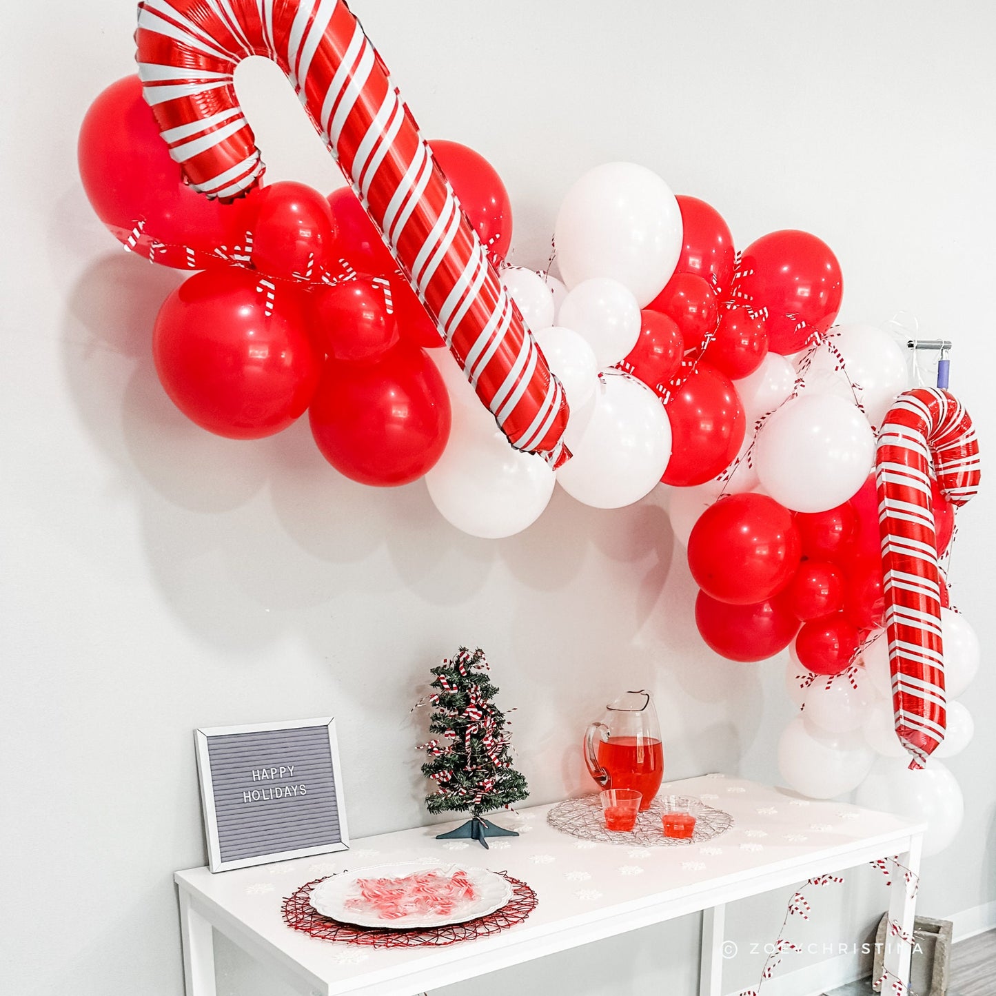 Candy Cane Balloon Garland Kit – Red & White Christmas Party Decor
