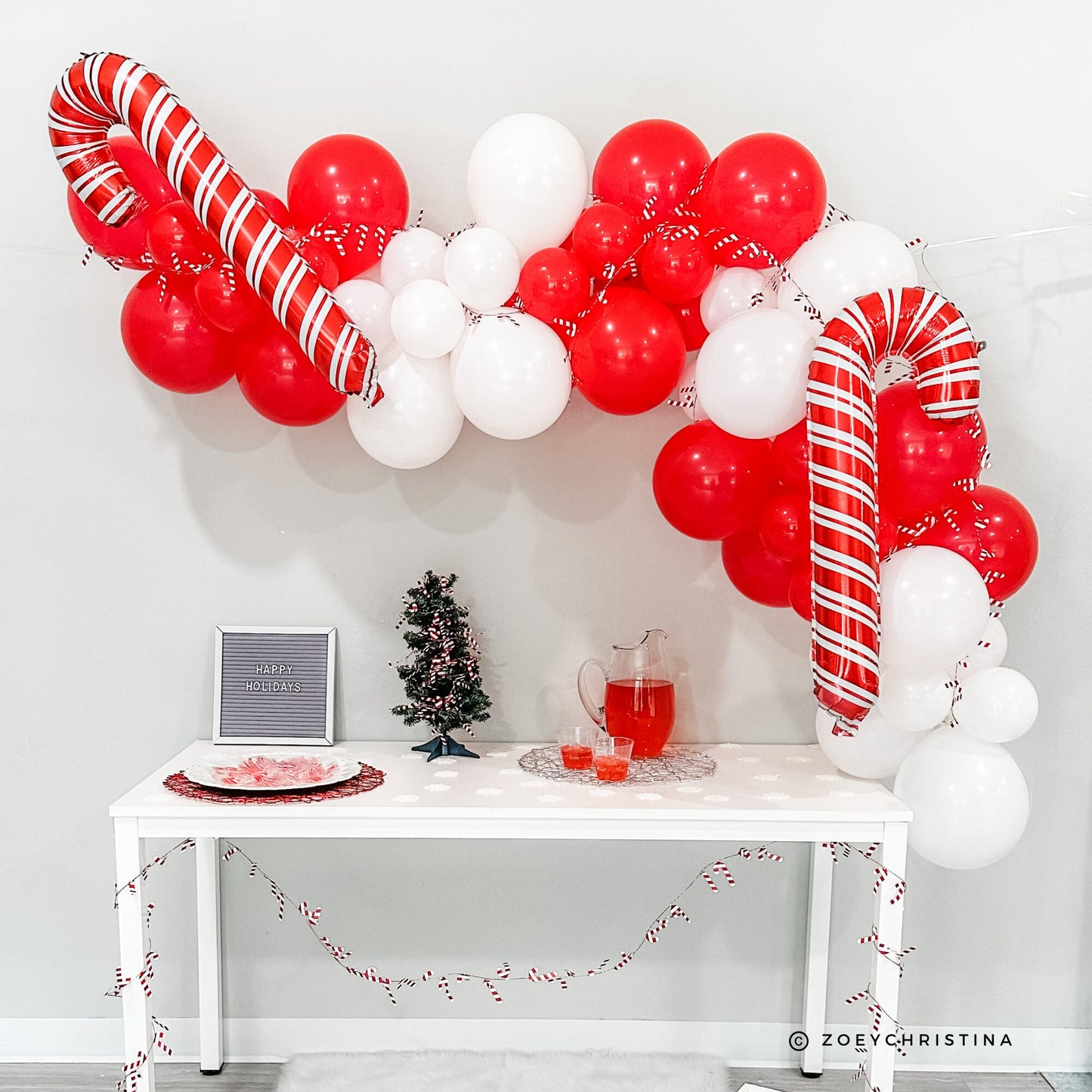 Candy Cane Balloon Garland Kit – Red & White Christmas Party Decor