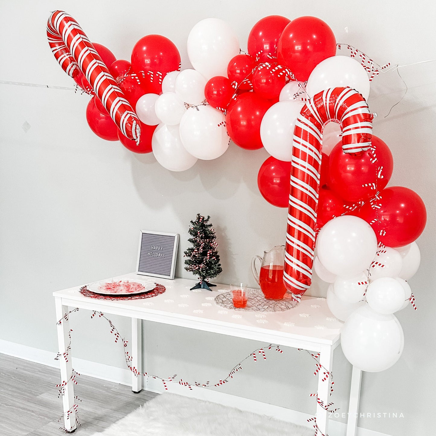 Candy Cane Balloon Garland Kit – Red & White Christmas Party Decor