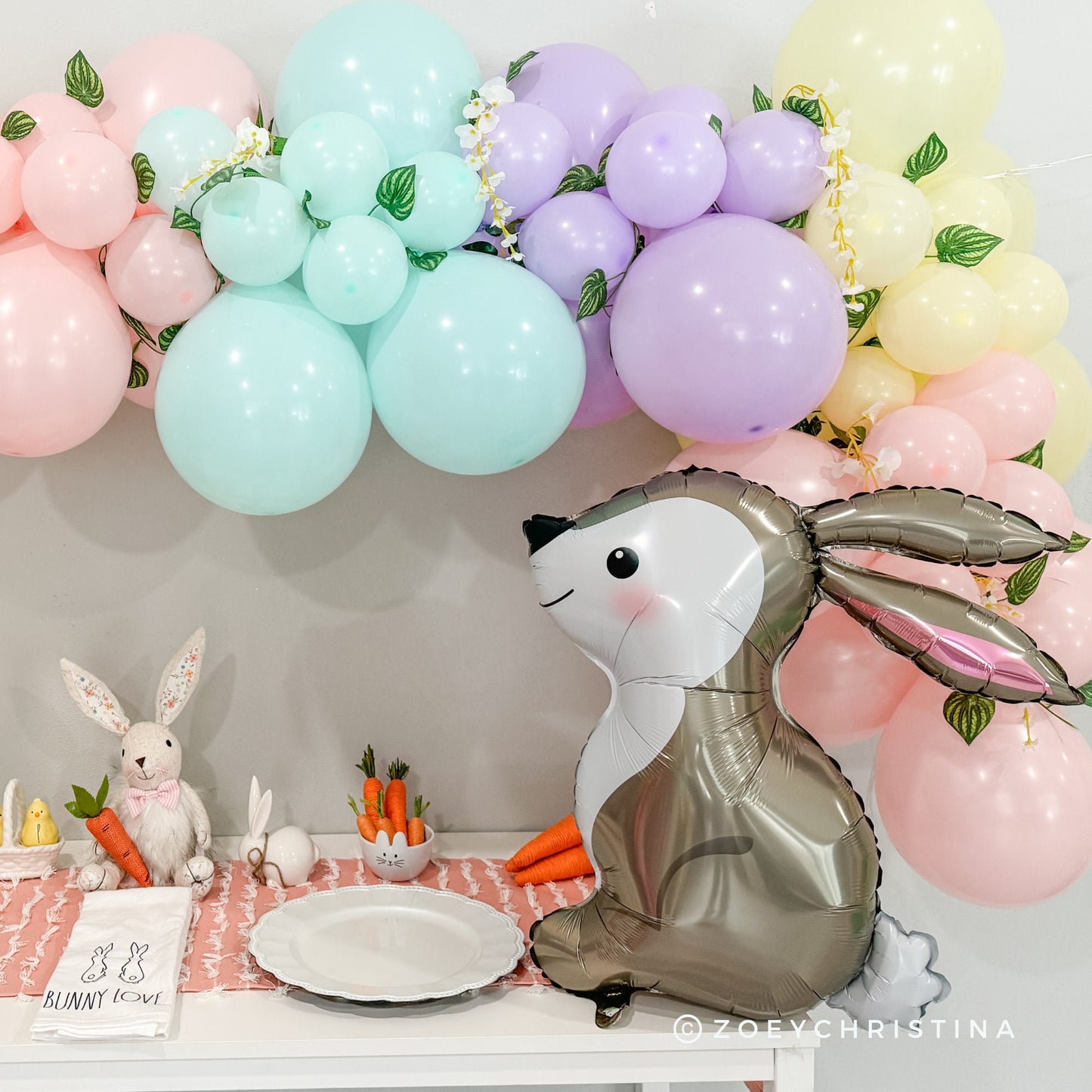 Woodland Bunny Foil Balloon – Easter & Baby Shower Decor