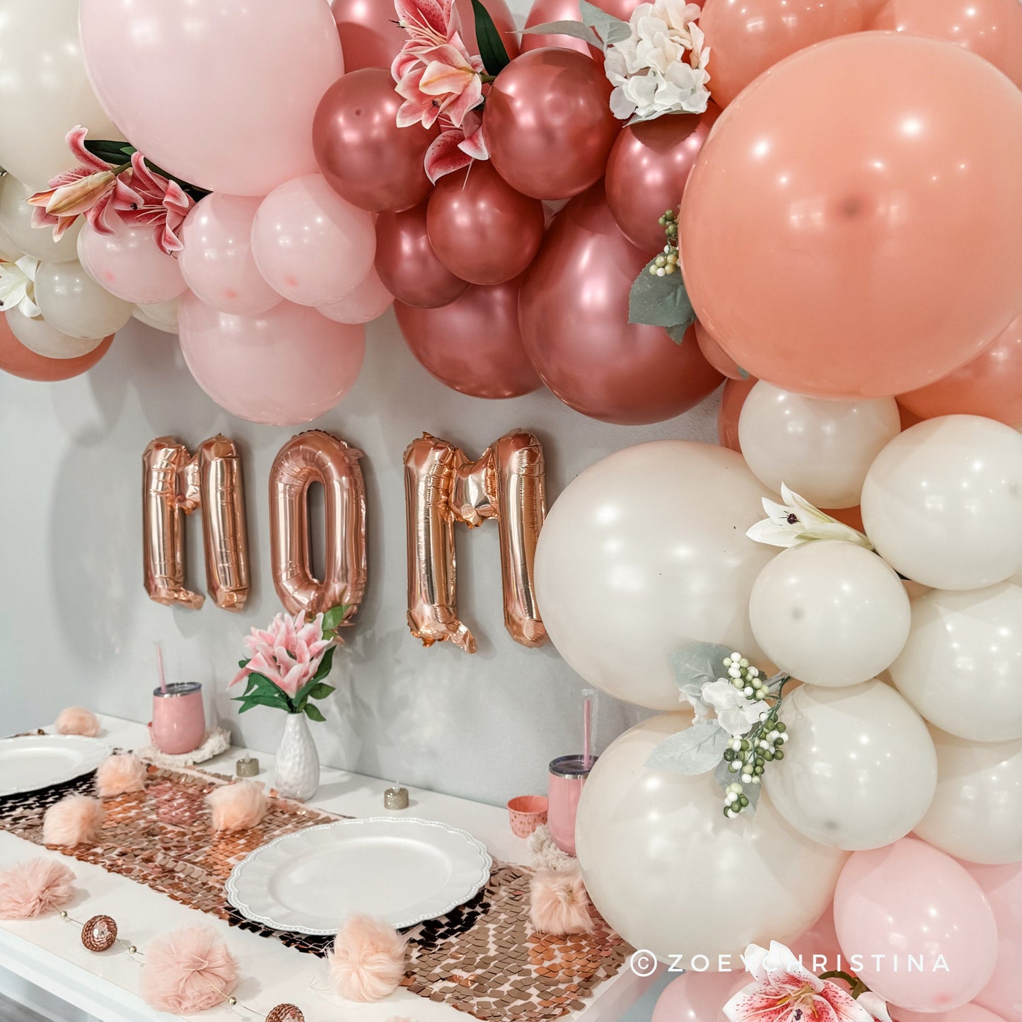 Mother’s Day Balloon Garland Kit – Rose Gold & Blush Pink Balloon Arch