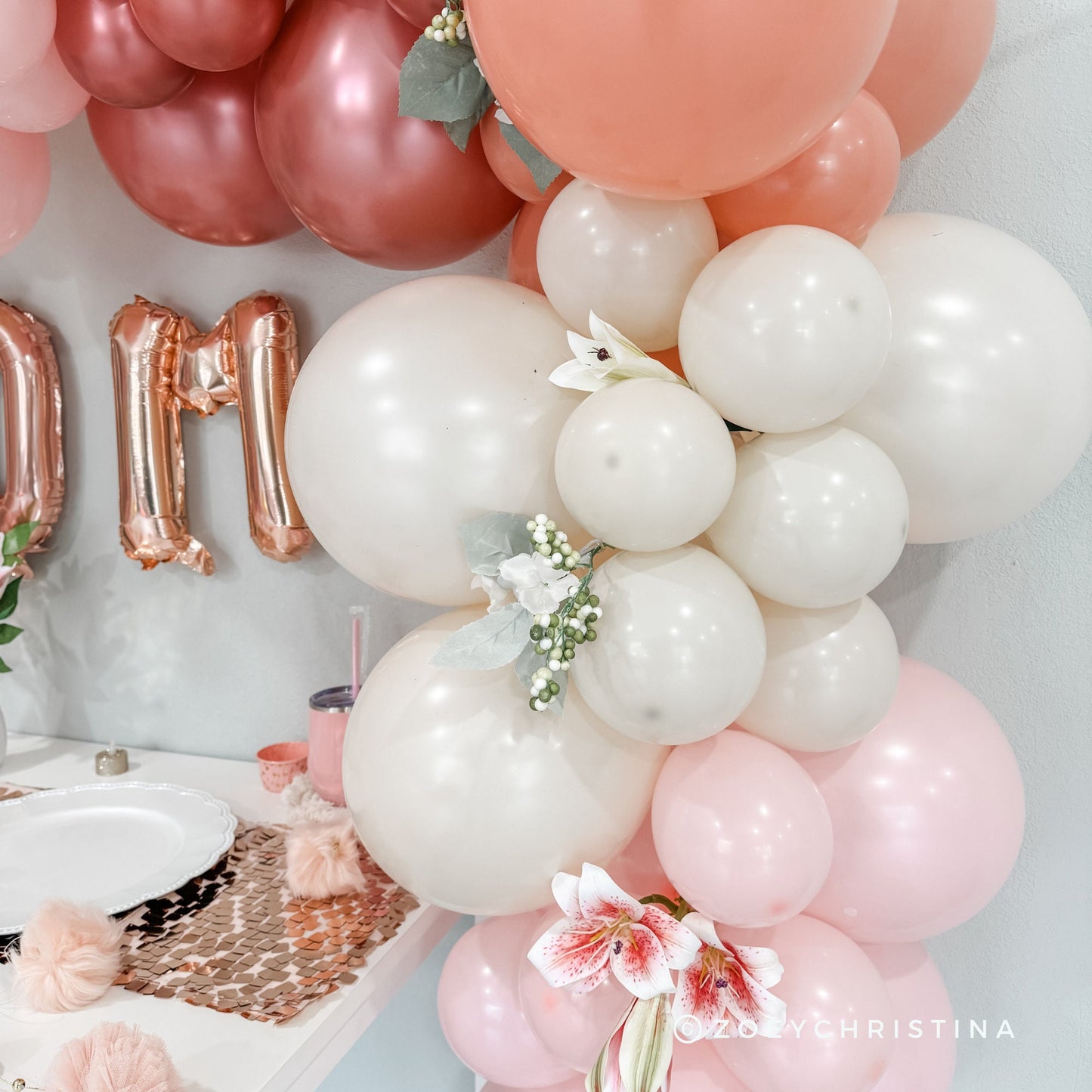 Mother’s Day Balloon Garland Kit – Rose Gold & Blush Pink Balloon Arch