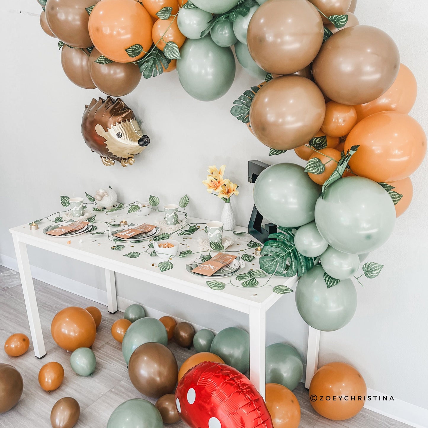 Wildwood Balloon Garland Kit – Nature-Inspired Brown, Orange & Green Party Decor