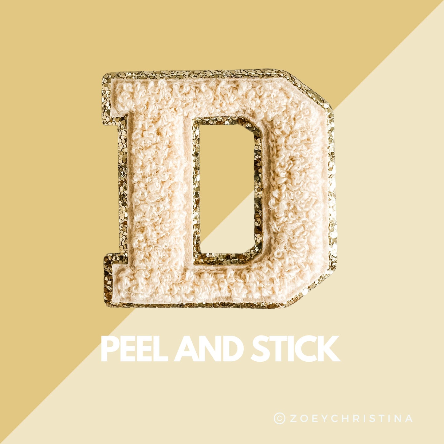 Gold Chenille Letter Patch - 2.5" Self-Adhesive DIY Patches - Perfect for Customizing Bags, Jackets, and More - Initial Name Patches