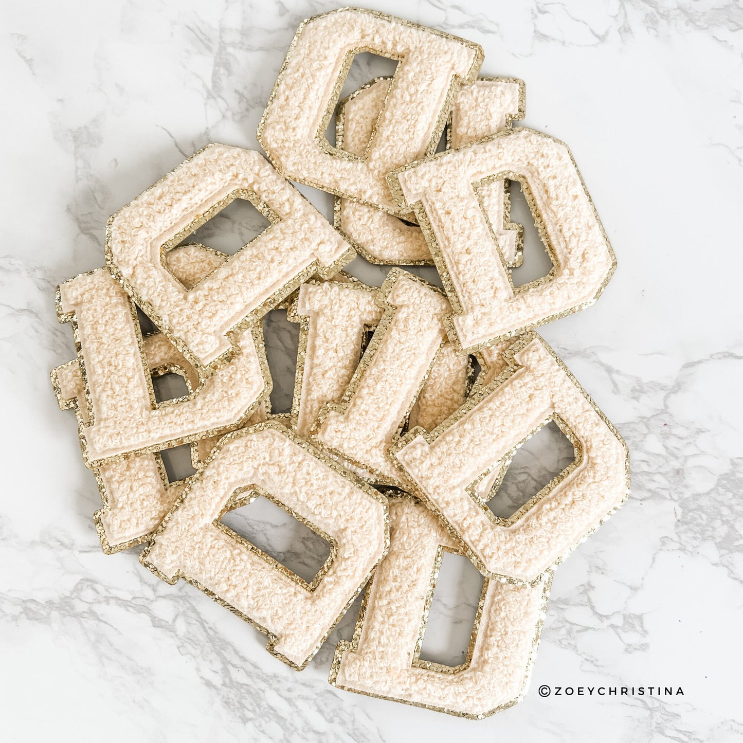 Gold Chenille Letter Patch - 2.5" Self-Adhesive DIY Patches - Perfect for Customizing Bags, Jackets, and More - Initial Name Patches