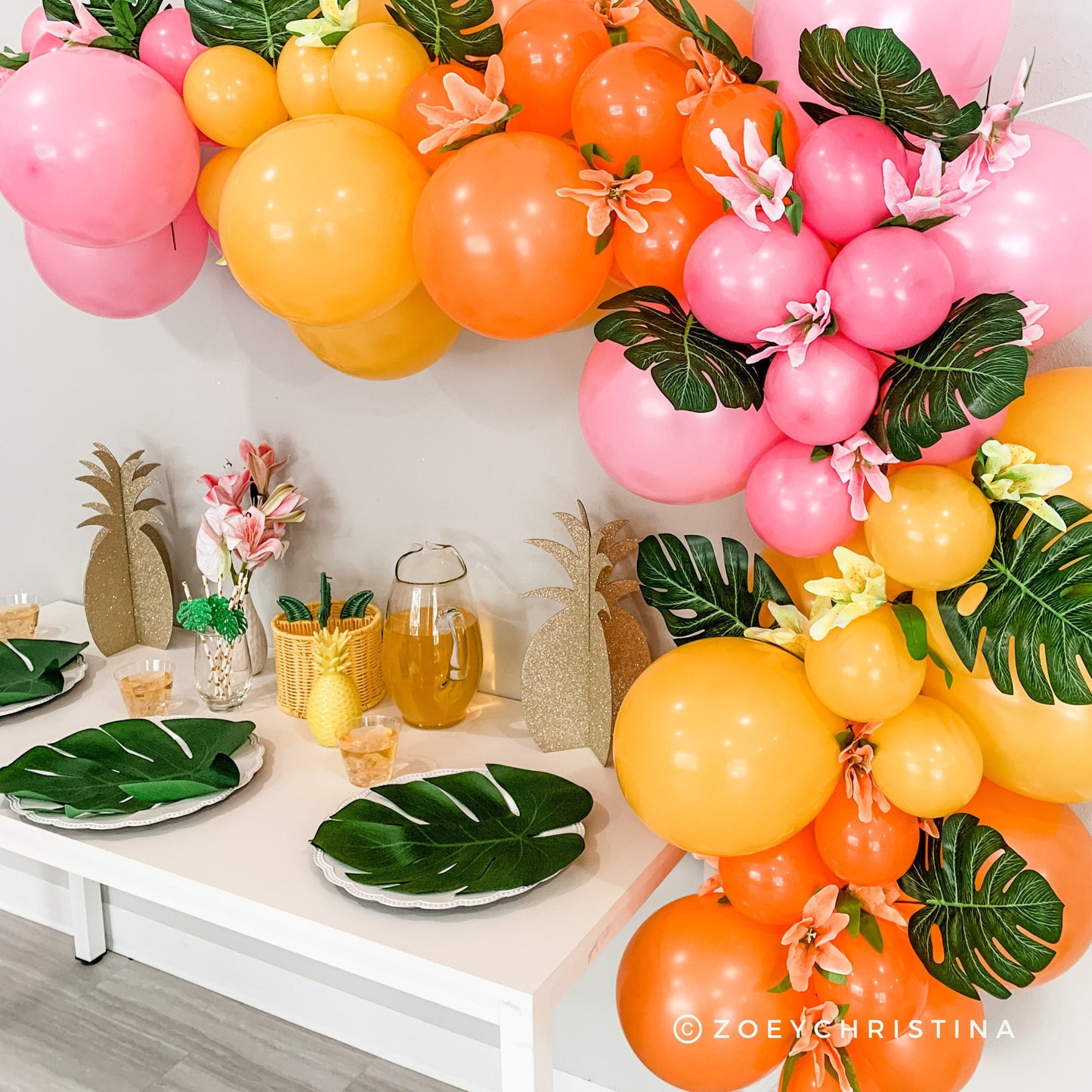 Tropical Balloon Garland – Vibrant Mango Mirage Arch for Luau & Summer Parties