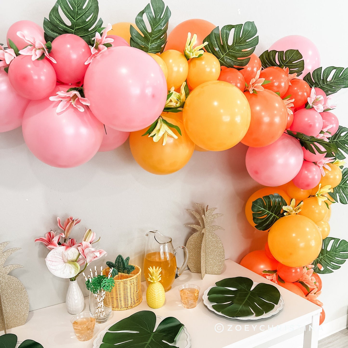 Tropical Balloon Garland – Vibrant Mango Mirage Arch for Luau & Summer Parties