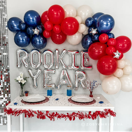Baseball Balloon Garland Kit - Red, White & Blue for 4th of July, Sports Parties