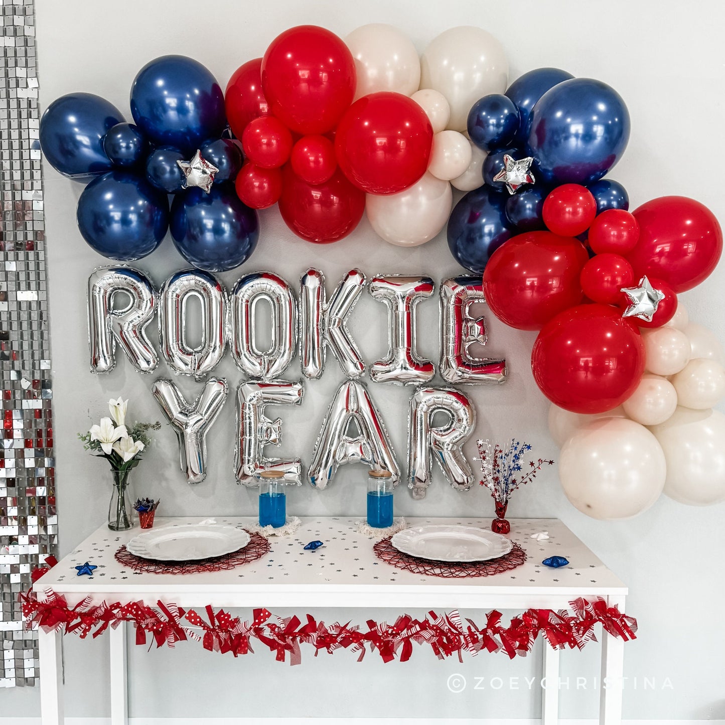 Baseball Balloon Garland Kit - Red, White & Blue for 4th of July, Sports Parties
