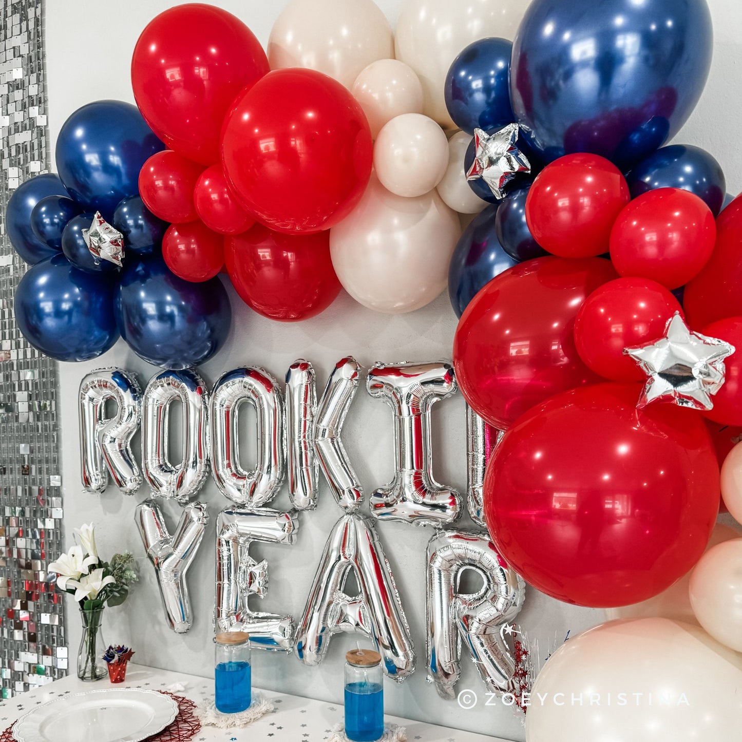 Baseball Balloon Garland Kit - Red, White & Blue for 4th of July, Sports Parties