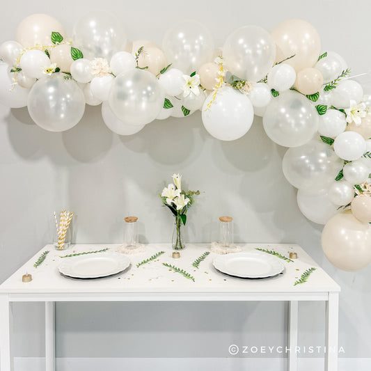 Blissful Pearls Balloon Garland Kit – Elegant White, Pearl & Sand Wedding Decor