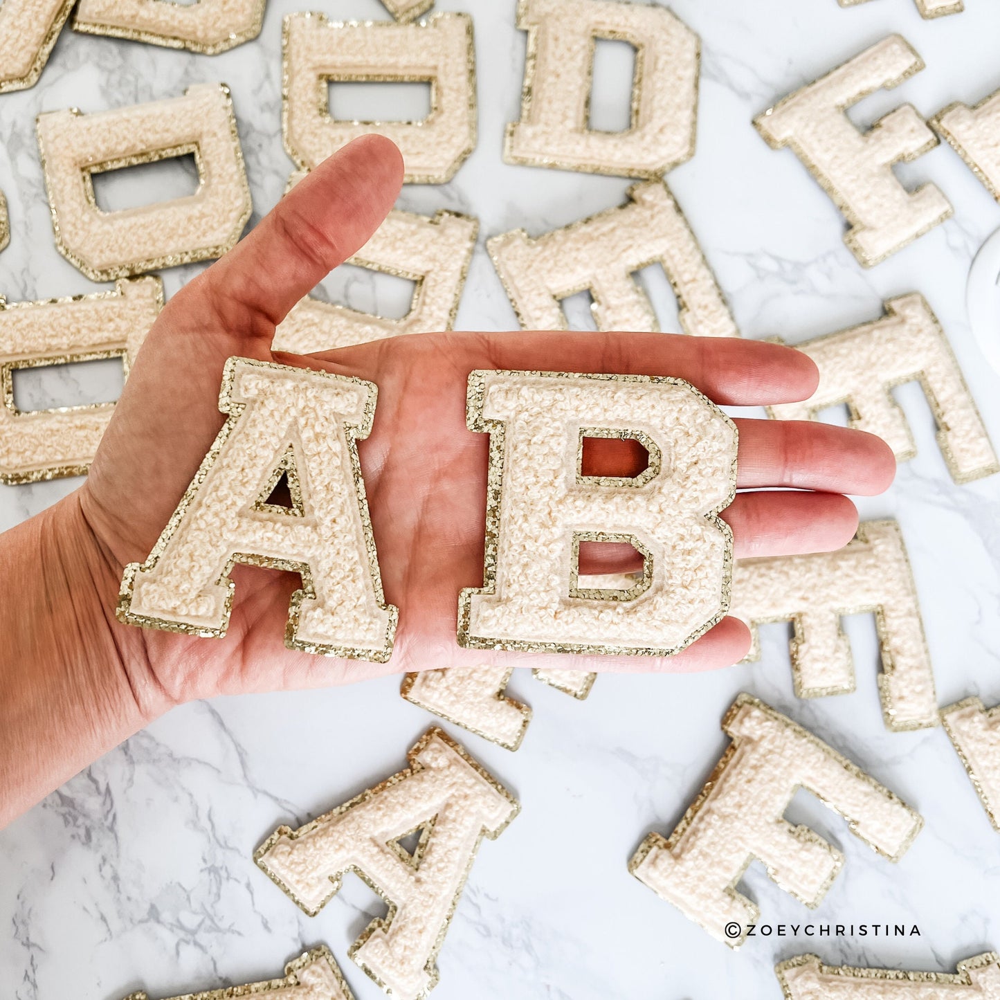Gold Chenille Letter Patch - 2.5" Self-Adhesive DIY Patches - Perfect for Customizing Bags, Jackets, and More - Initial Name Patches