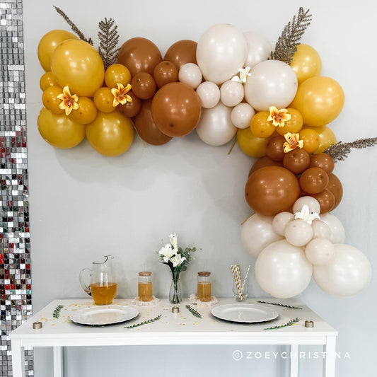Honeycomb Delight Balloon Garland Kit – Deep Yellow, Brown & Sand Bee Party Decor