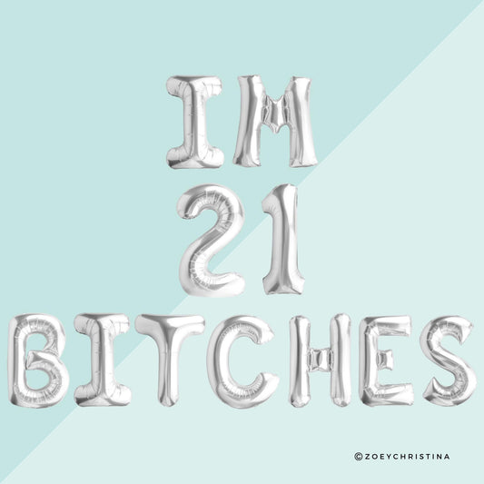 21st Birthday Foil Letter Balloons – Multiple Sayings (Air-Fill Only)