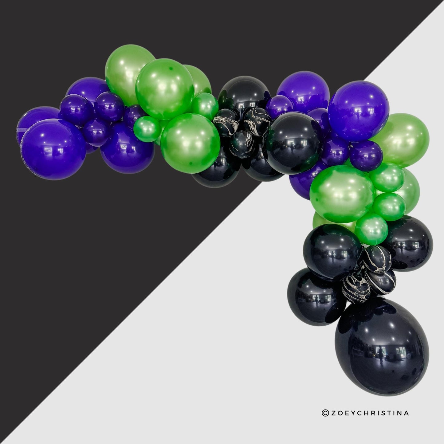 Spooky-Chic Balloon Garland – Haunted Party Decor in Black, Green & Purple