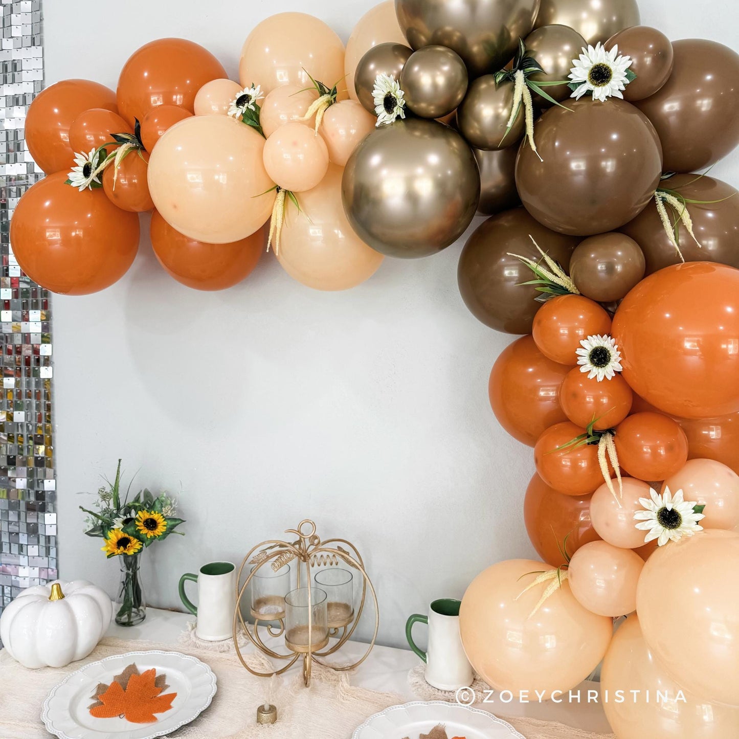 Pumpkin Spice Balloon Garland Kit – Fall-Themed Orange & Gold Party Decor