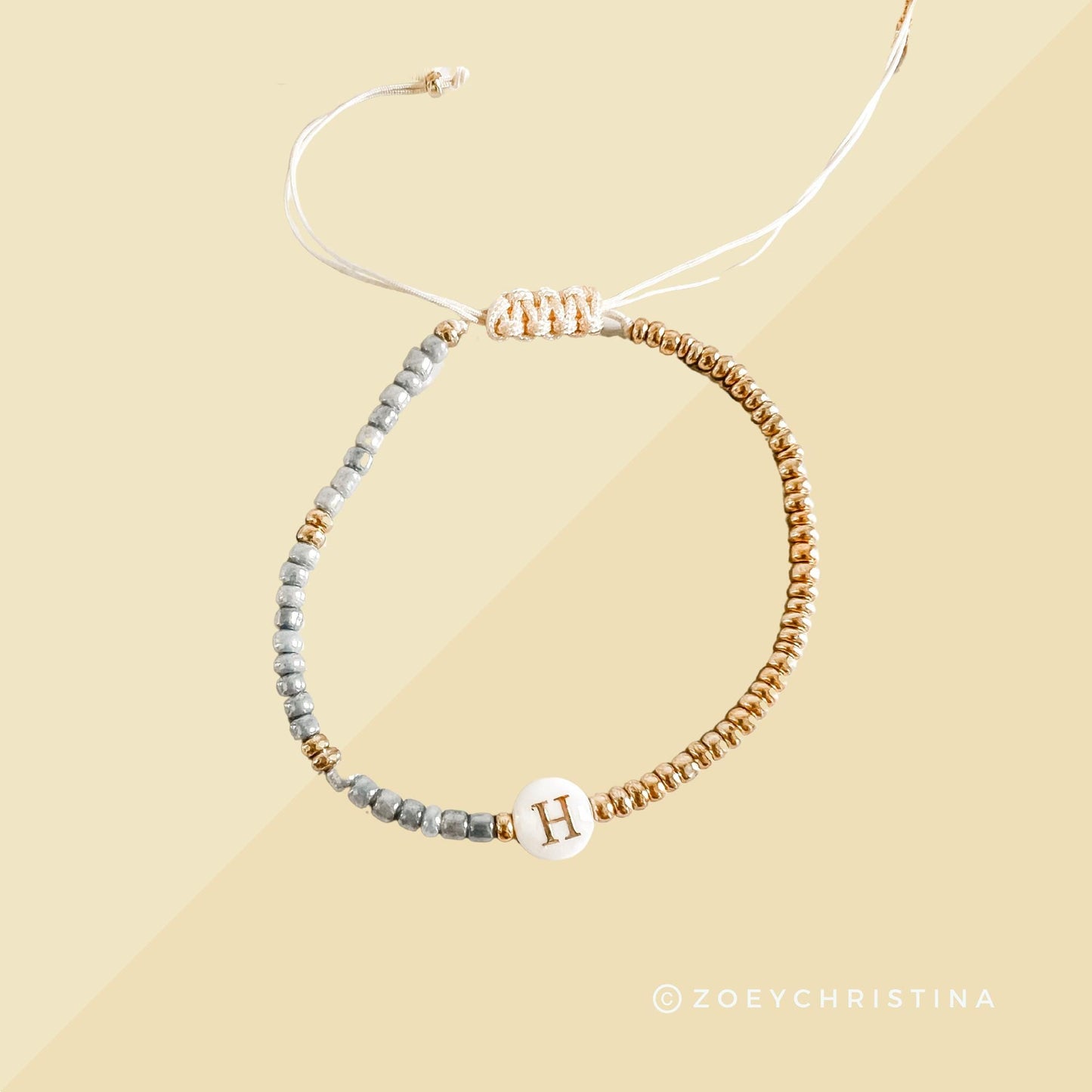 Dainty Initial Bracelet - Blue & Gold Design - Perfect Bridesmaid Gift or Personalized Favor
