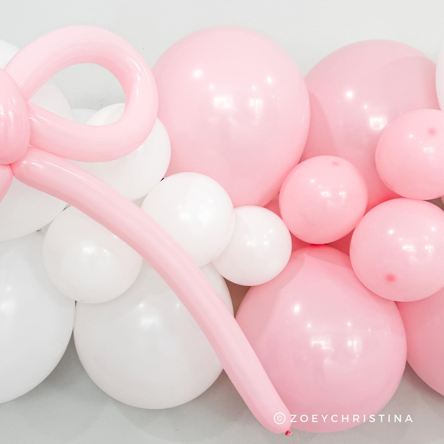 Pink Bow Balloon Garland – Pink & White Balloon Arch Kit for Elegant Parties