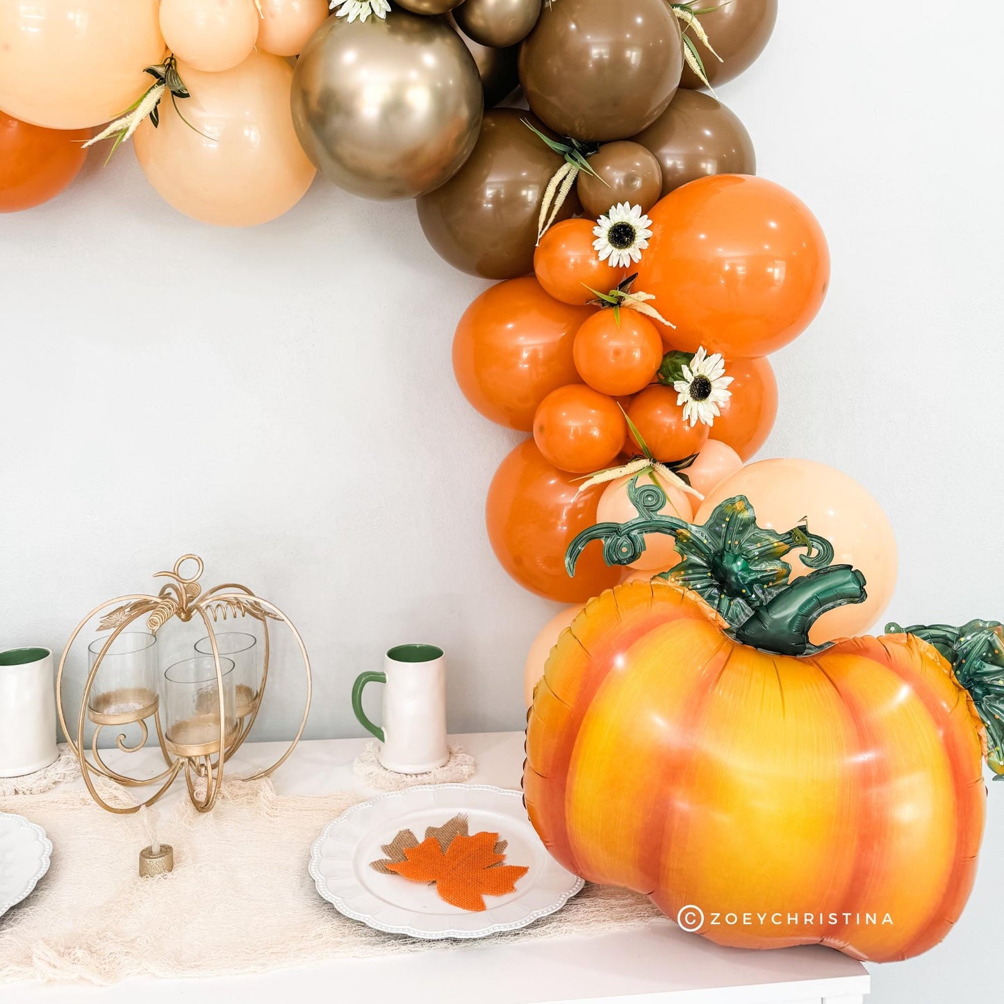 Pumpkin Spice Balloon Garland Kit – Fall-Themed Orange & Gold Party Decor